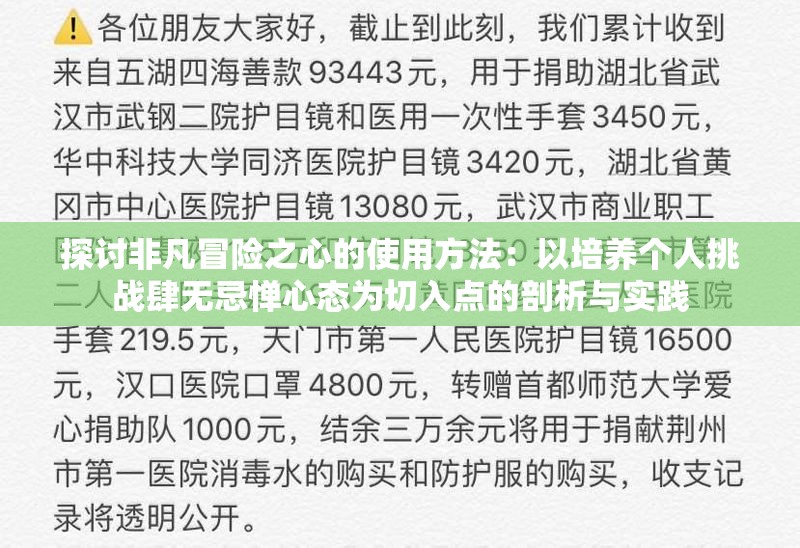 探讨非凡冒险之心的使用方法：以培养个人挑战肆无忌惮心态为切入点的剖析与实践