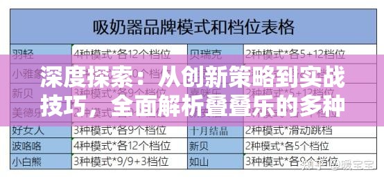 深度探索：从创新策略到实战技巧，全面解析叠叠乐的多种玩法