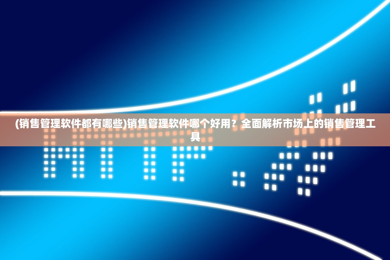 (销售管理软件都有哪些)销售管理软件哪个好用？全面解析市场上的销售管理工具
